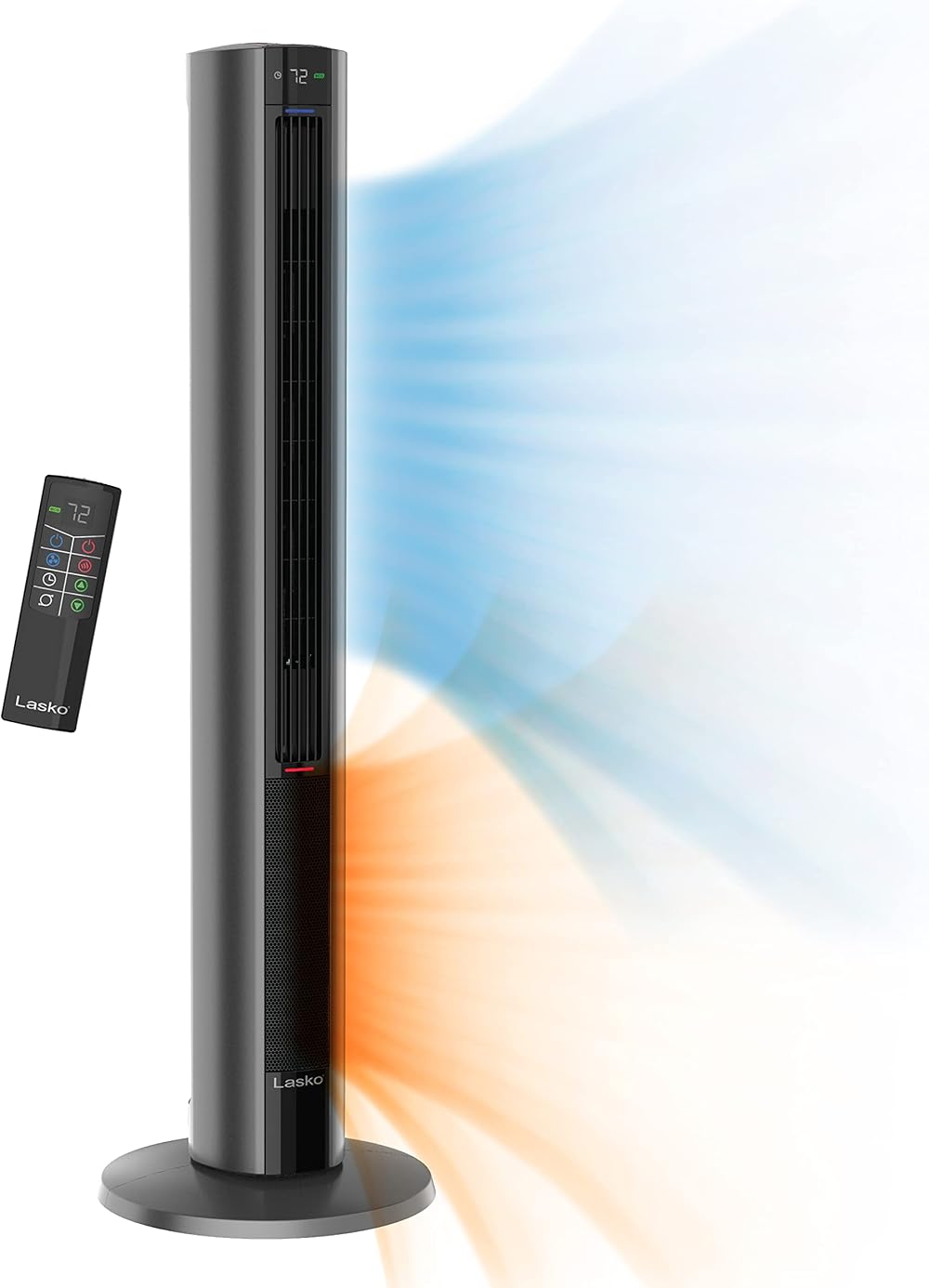 Lasko Oscillating All Season Tower Fan and Space Heater in One for Home with Adjustable Thermostat, Tip-Over Switch, 4 Fan Speeds, 3 Heat Settings and Remote Control, 42 Inches, 1500W, Gray, FH515