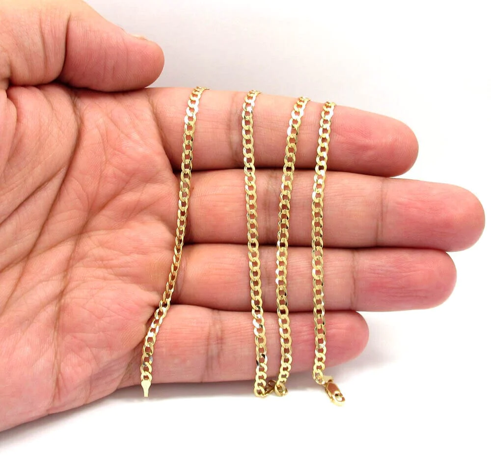 18K Solid Yellow Gold 2mm Cuban Necklace Chain