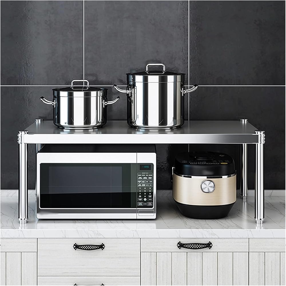 Microwave Oven Rack Microwave Oven Rack 2 Tier Microwave Oven Stand Storage Rack Kitchen Cabinet Counter Shelf Organizer 304 Stainless Steel Kitchen Storage Rack (Size : 80) (80) (A 60cm)