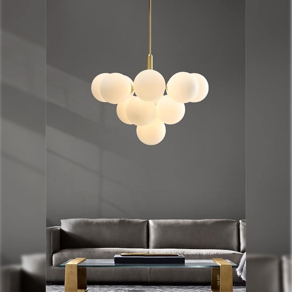 Mid Century Modern Chandelier 13-Light 23 inch Brass Gold Pendant Lighting Fixture for Living Room, Dining Room, Kitchen Island, Bedroom, Bathroom