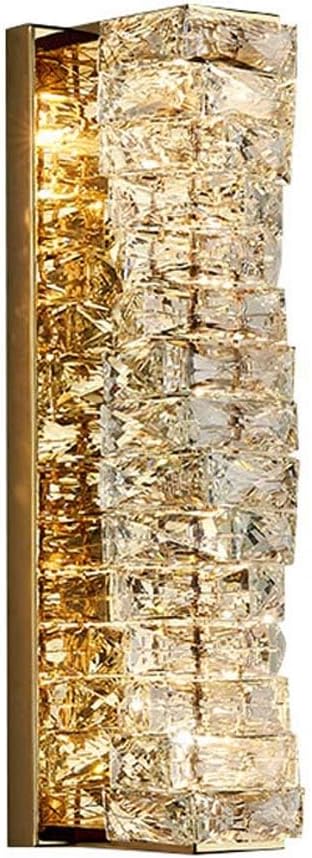 Modern K9 Crystal Wall Sconce Gold Stainless Steel Wall Lamp Sconces Wall Lighting Gold Wall Light Fixture for Indoor Living Room Bedroom Bathroom Vanity Fixtures