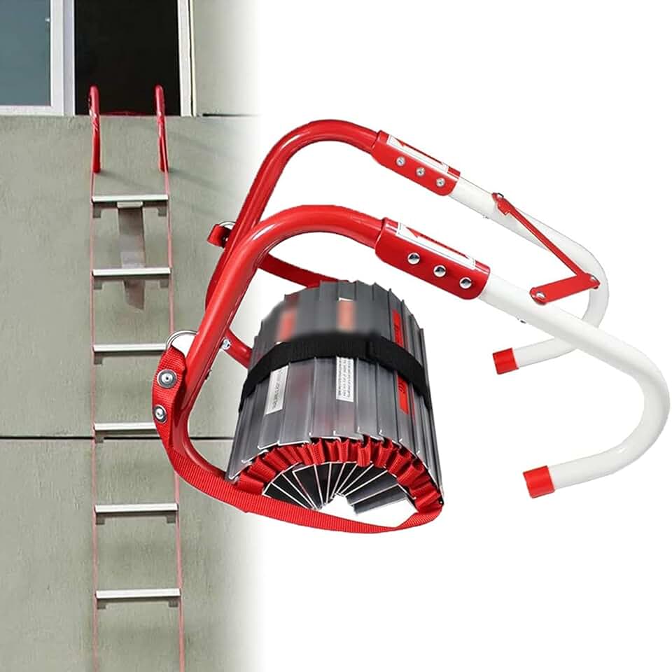 Rope Ladder Nylon Rope Ladder Retractable Fire Escape Ladder with Anti-Skid Rungs Portable Emergency Escape Ladder, Easy to Deploy & Store,7.5M(295.28Zoll)