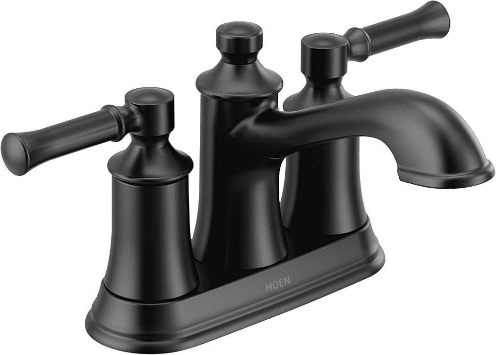 Moen 6802BL Dartmoor Two-Handle Low Arc Bathroom Faucet, Matte Black