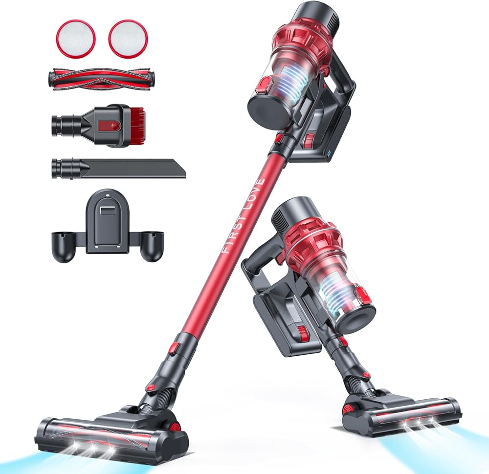 Cordless Vacuum Cleaner, Stick Vac with Powerful Suction, Deep Clean for Carpet, Hard Floor, Pet Hair, Large Particles, Up to 40 Minutes Runtime, 4-Stage HEPA Filter…