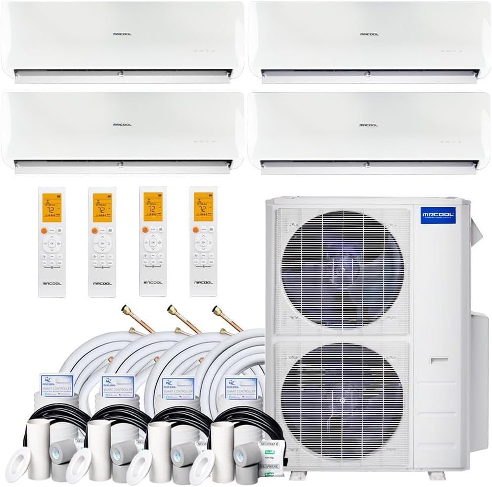 48k BTU 22.4 SEER MrCool Olympus Ductless Heat Pump Split System - 4 Zone - 12k+12k+12k+12k - 16ft Line Sets
