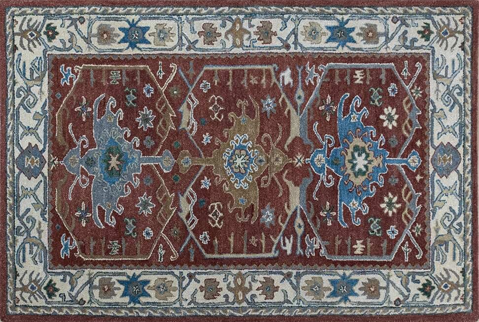 Hand Tufted Area Wool Rug, Traditional Oriental, Multiple Sizes, Sherapi, Rust Red Color, Channing CHIA (9 ft X 12 ft)