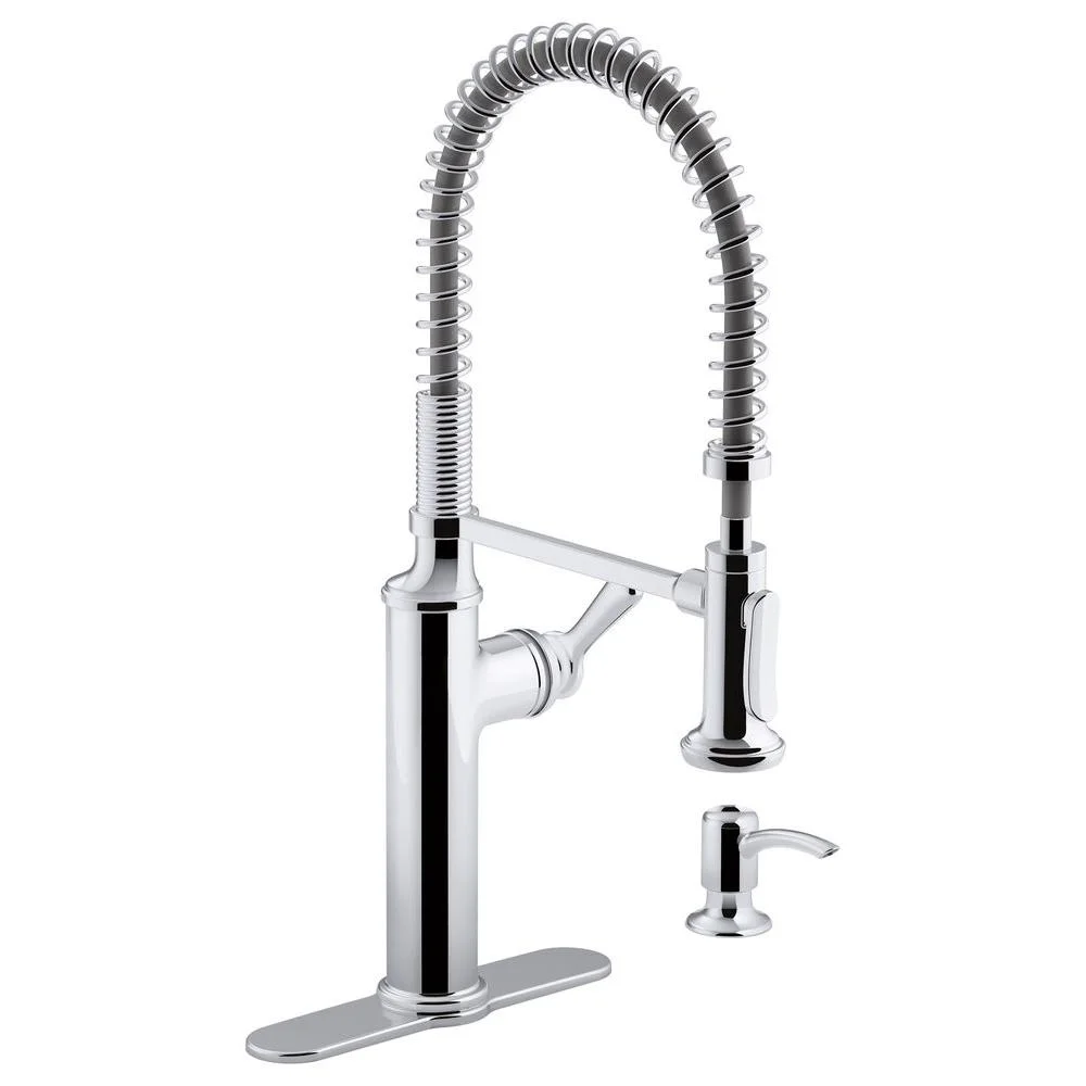 kohler r10651-sd-cp sous pro-style single-handle pull-down sprayer kitchen faucet in chrome