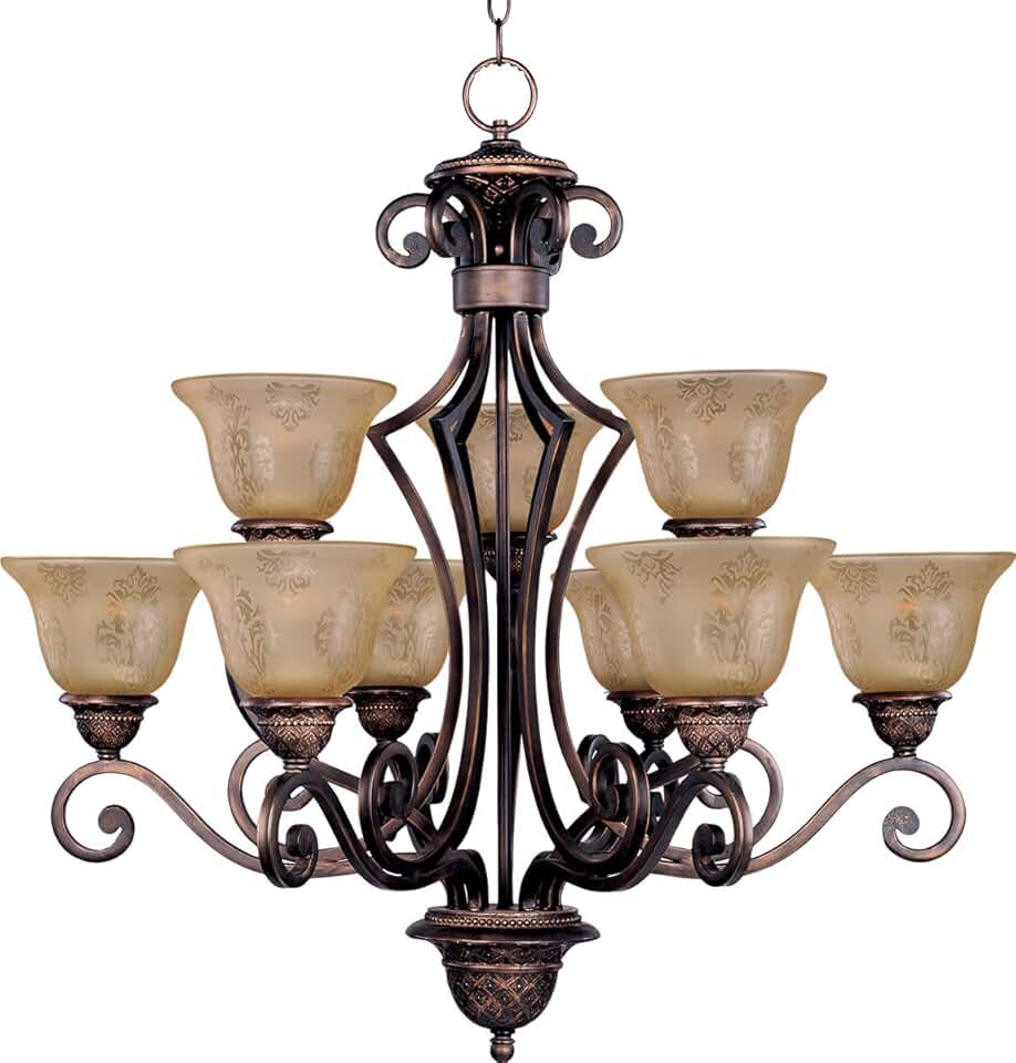 Symphony-9 Light 2-Tier Chandelier in Mediterranean style-32 Inches wide by 32 inches high -Traditional Installation