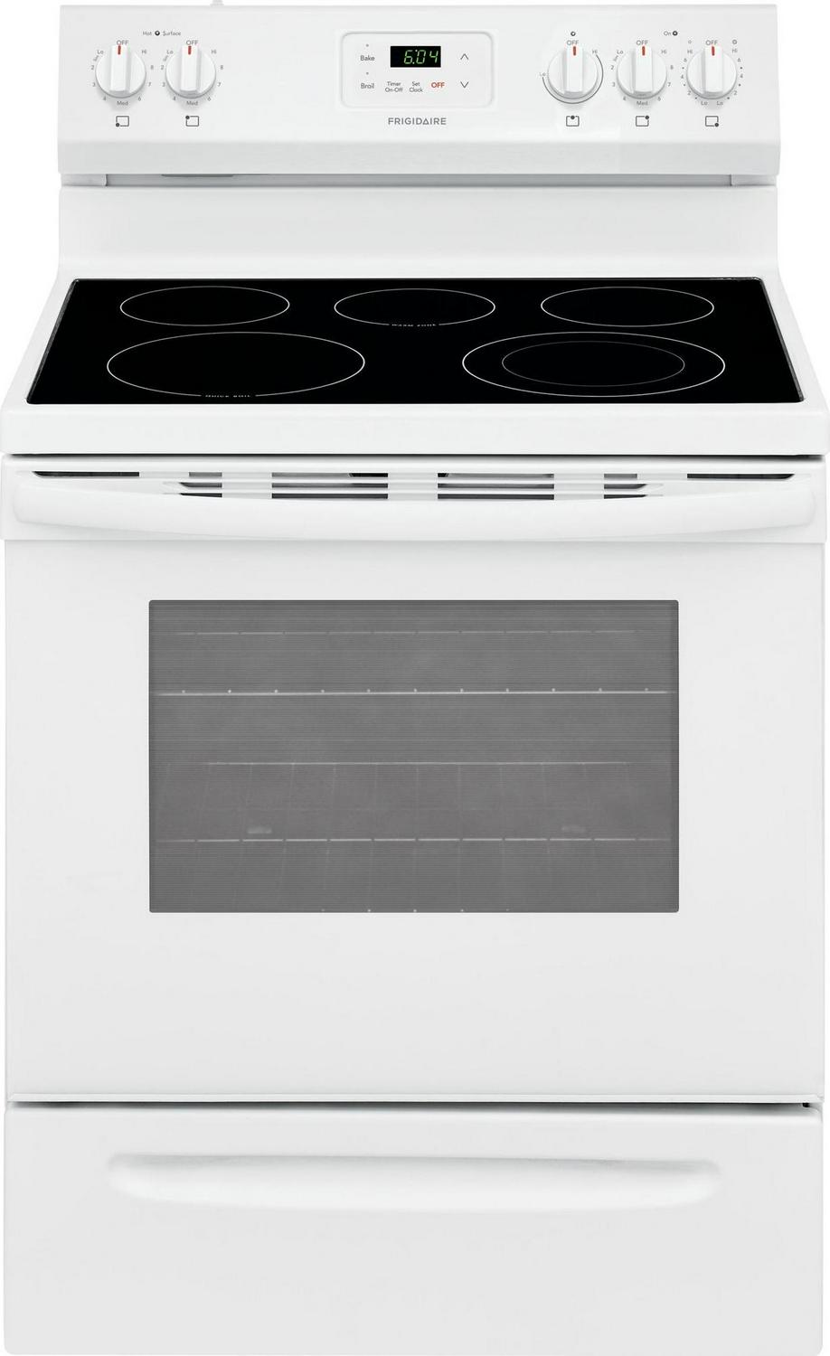 Frigidaire 30-in Glass Top 5 Burners 5.3-cu ft Freestanding Electric Range (White)