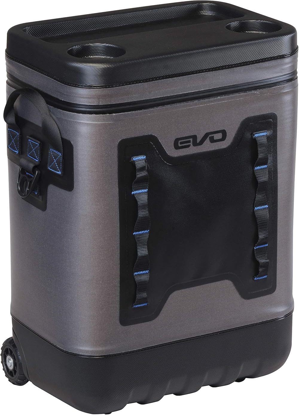 Leak Resistant Insulated EVO Premium Rolling Cooler with ABS Molded Top, 8 Accessory Loops, Retractable 4-Stage Handle