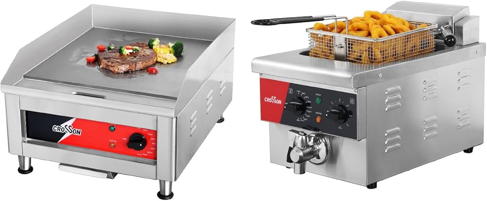 Commercial Countertop Electric Deep Fryer and Griddle