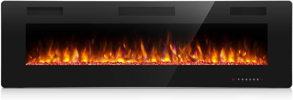 Antarctic Star 36 Inch Electric Fireplace in-Wall Recessed and Wall Mounted, Fireplace Heater and Linear Fireplace with Multicolor Flame, Timer, 750/1500W Control by Touch Panel & Remote