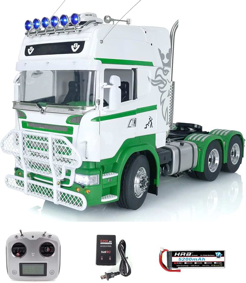 1/14 6X6 LESU Metal RC Tractor Truck Lock Differential Servo Steering Servo Shift Servo Metal Chassis Remote Control Light Sound System RTR Cars Model