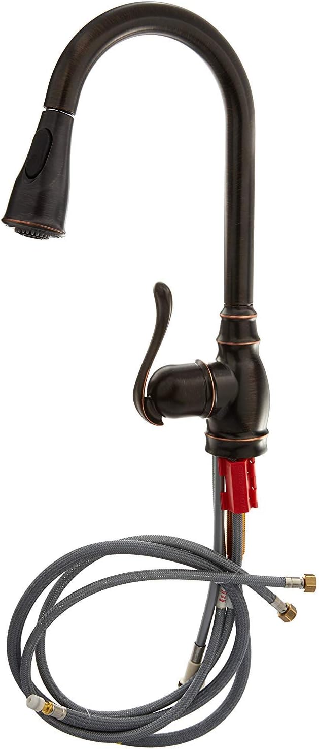 Moen CA87003BRB Single Handle Kitchen Faucet with Pullout Spray from the Anabelle Collection, Mediterranean Bronze