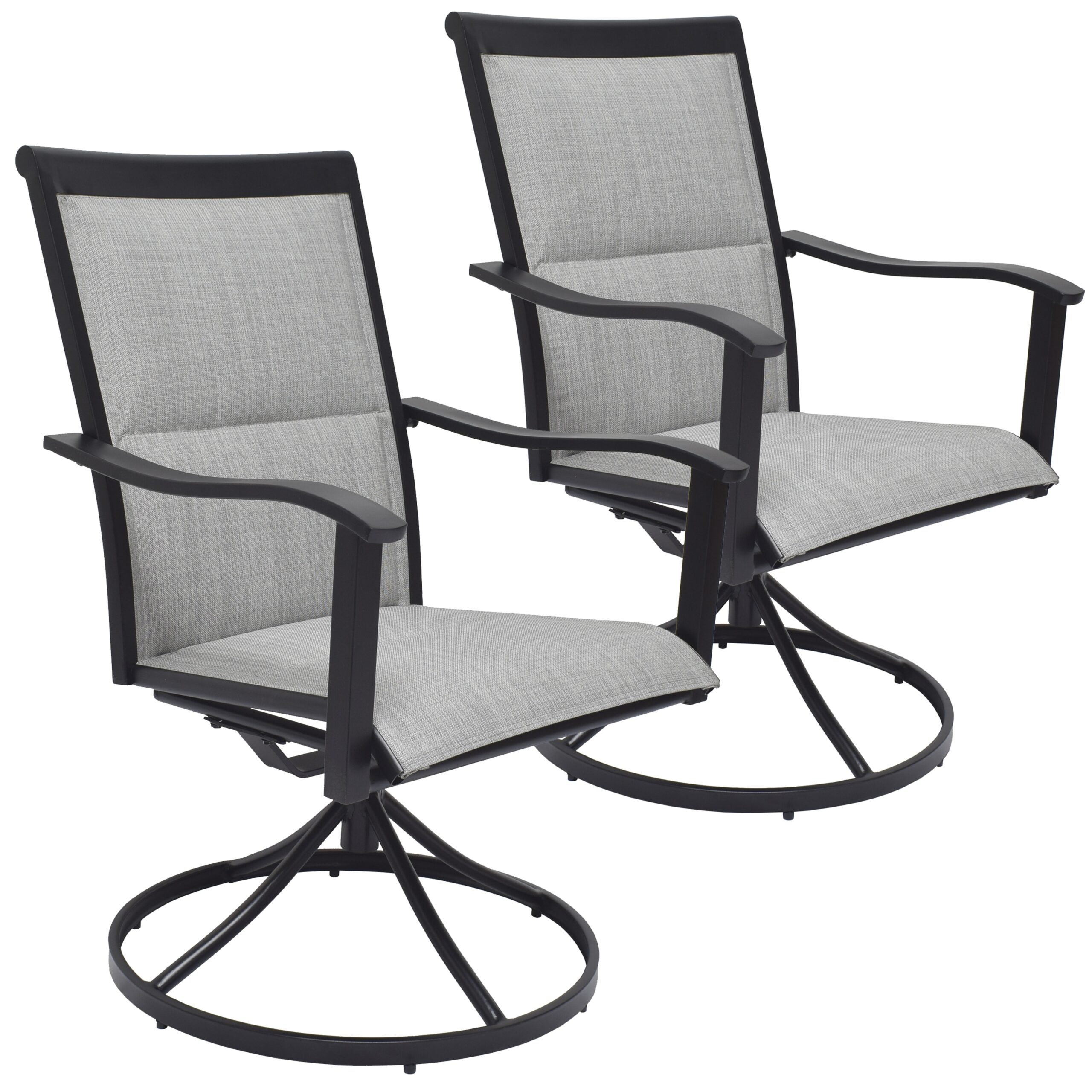 Style Selections Melrose Set of 2 Wicker Black Steel Frame Swivel Dining Chair with Gray Sling Seat