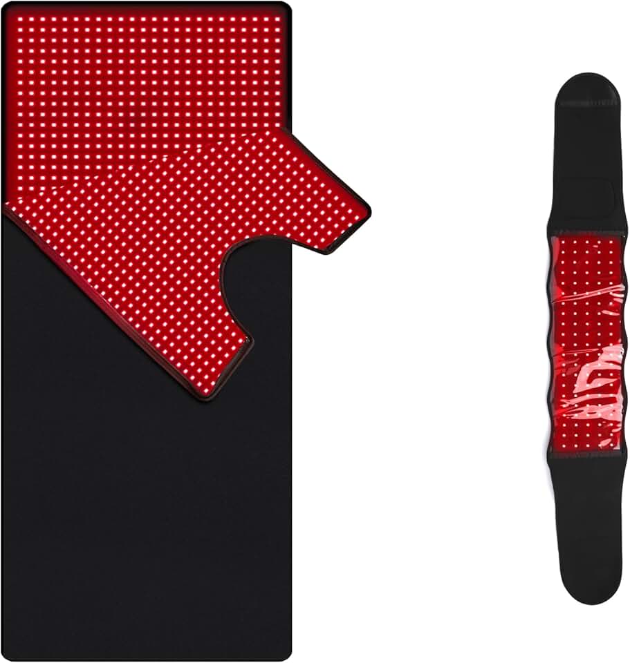 660nm&850nm Red Light Therapy Mat for Full Body + Red Light Therapy Belt with Pulsed and Vibrating Massage, Used to Relieve Pain
