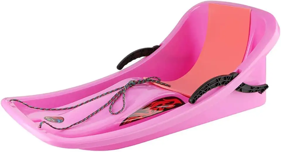 Heavy Duty Snow Sledge, Thickened Ski Board, Adults Kids Plastic Toboggan Unisex Sleigh Sled, Use on Ice/Snow/Grass/Fine Sand,Pink