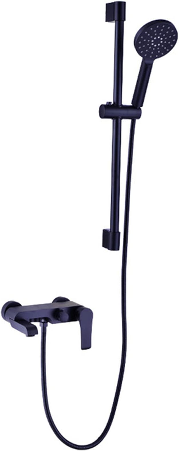 Shower Faucet, All Copper Bathtub Faucet, Square Bathroom Hot And Cold Water Mixer Tap, Wall-Mounted Shower Set, ABS Three-Function Hand Shower,Black