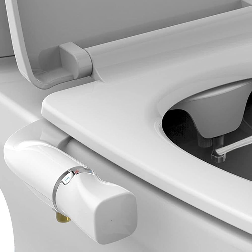 FANCUF Bathroom Accessories Slim Toilet Seat Bidet Attachment Wash Ass Nozzle Pressure, 1, lingsad-0236