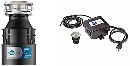InSinkErator Garbage Disposal, Badger 1, Standard Series, 1/3 HP Continuous Feed, Black + Air Switch