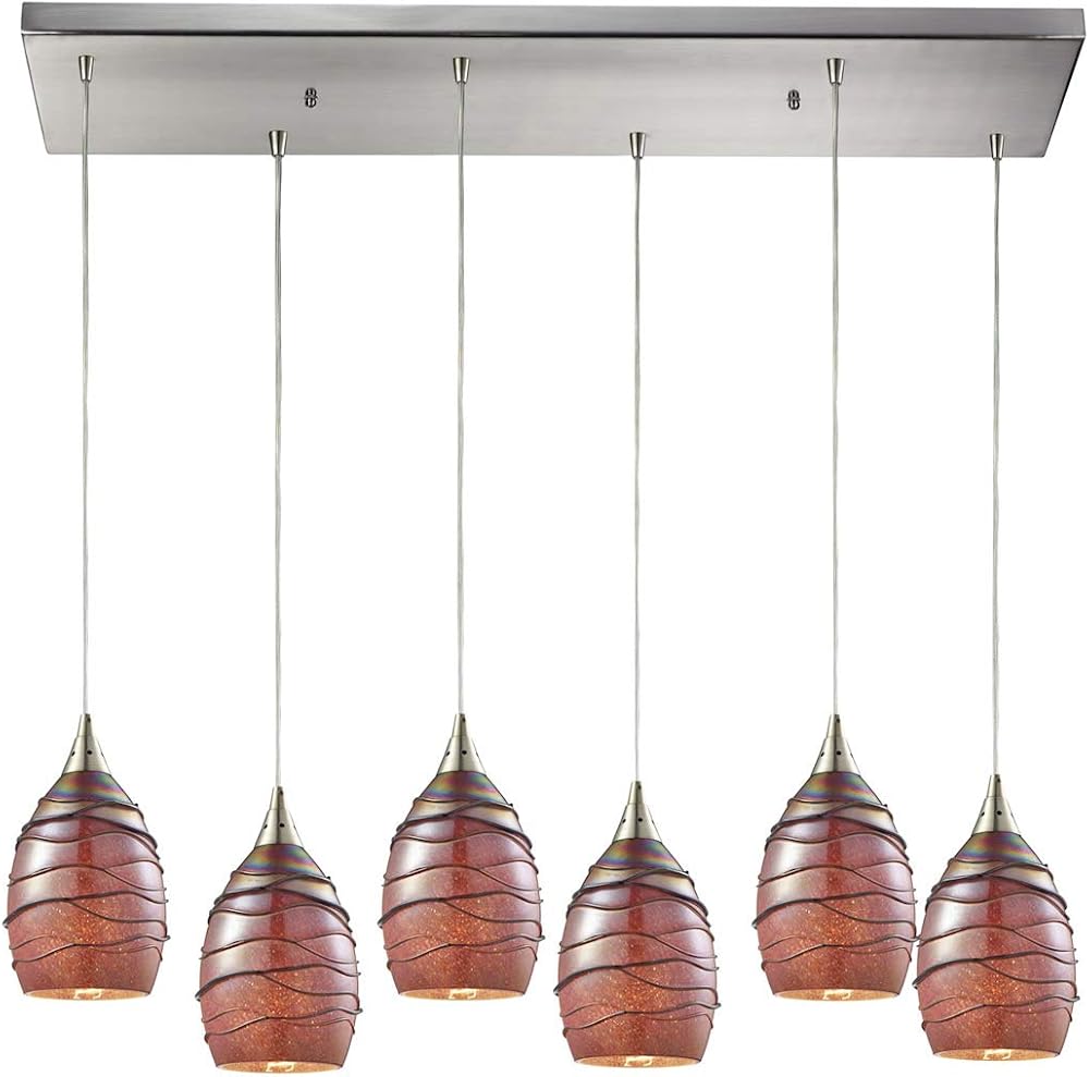 31668/6RC Pendant Light, Satin Nickel