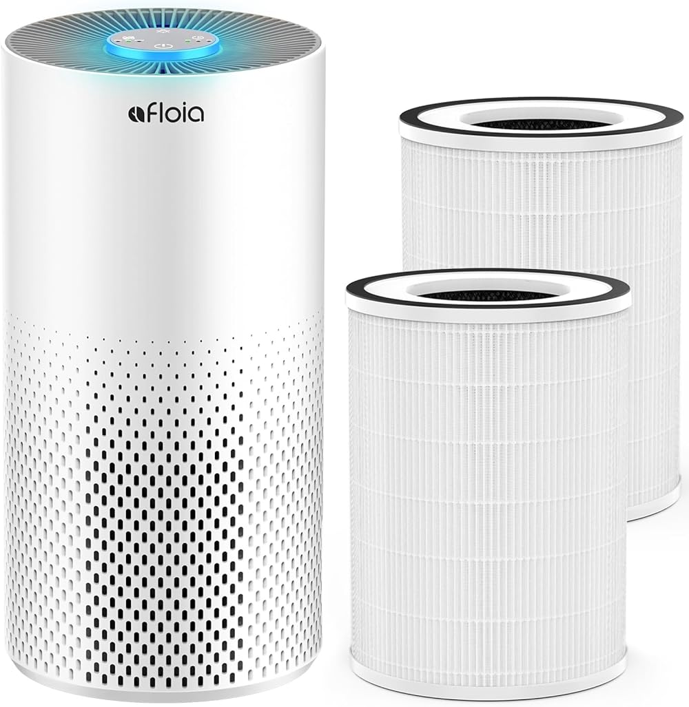 Afloia Air Purifiers for Home Large Room Up to 1076 Ft² KILO White, Afloia Original HEPA Filter for KILO, 2packs