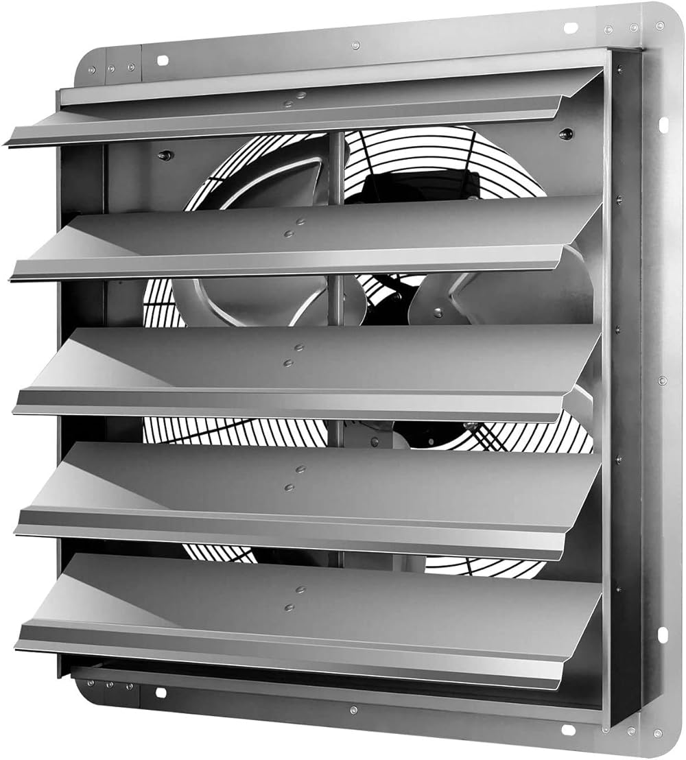 20.6 X 20.8 Inch Shutter Exhaust Fan Aluminum, High Speed 1190 RPM, 3300 CFM, 1-Pack, Silver