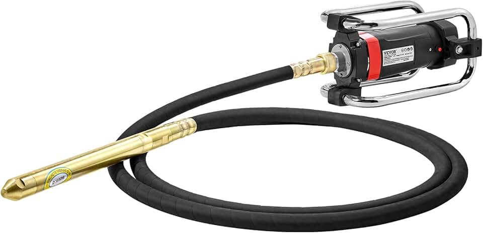 VEVOR Concrete Vibrator, 1300W Power, 16000 Vibrations Per Minute, Durable 2HP Copper Engine, Portable for Construction, Comes with 14.75ft Shaft, Ideal for Removing Air Pockets & Smoothing
