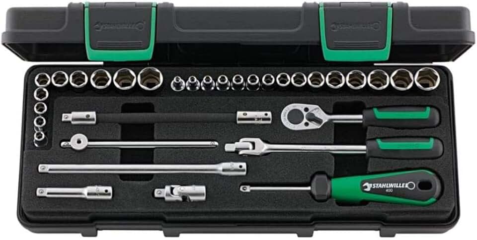 Stahlwille 96011162 33-Piece Socket Set with Ratchets, 1/4