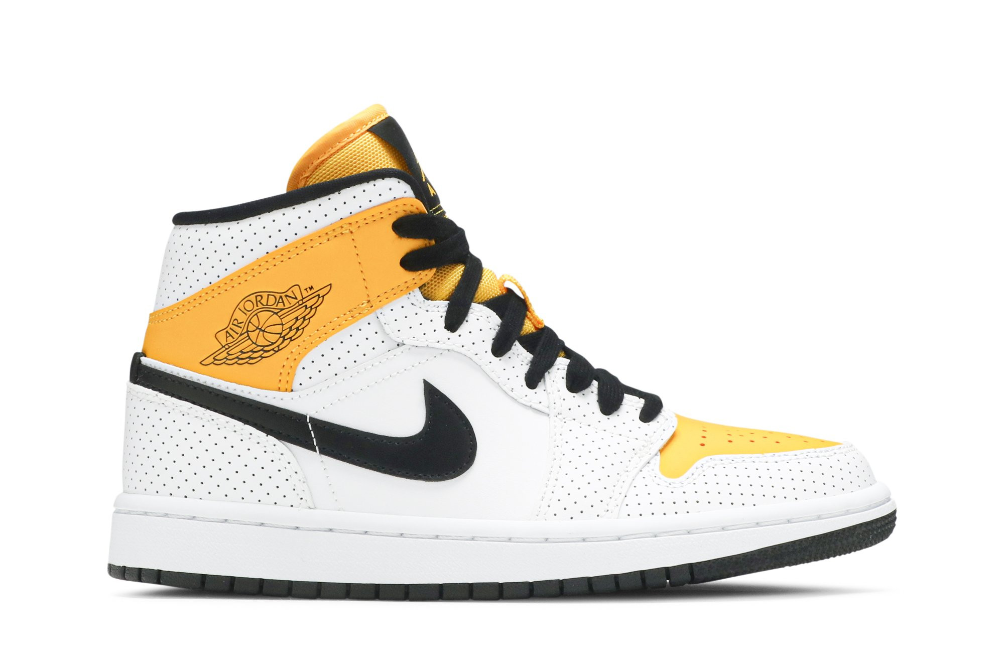 Wmns Air Jordan 1 Mid 'Perforated - White University Gold' BQ6472-107
