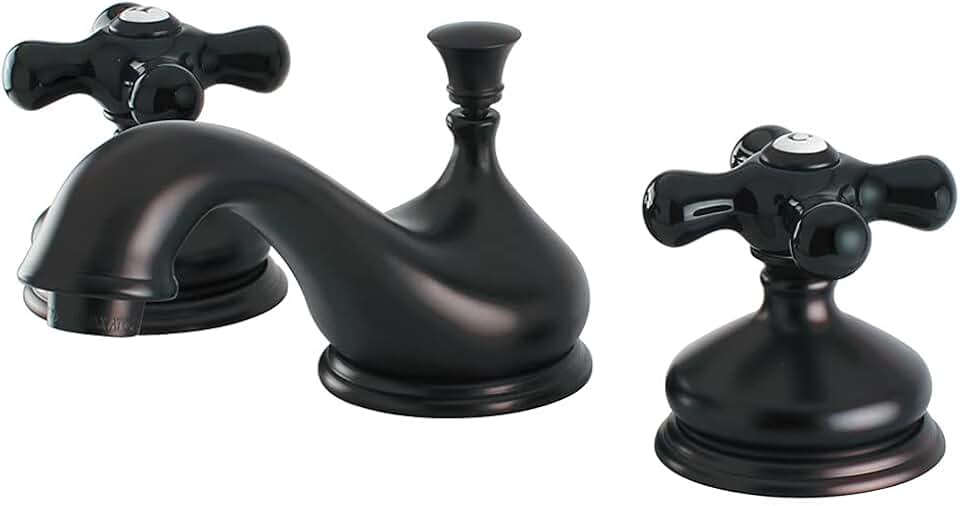 Kingston Brass KS1165PKX Heritage Widespread Lavatory Faucet with Cross Handle, 5-1/2-Inch, Oil Rubbed Bronze