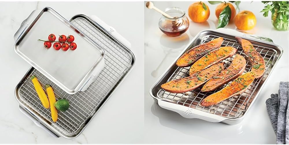Hestan OvenBond Collection Stainless Steel Baking Sheet Set, 3-Piece and Quarter Sheet Pan Rack