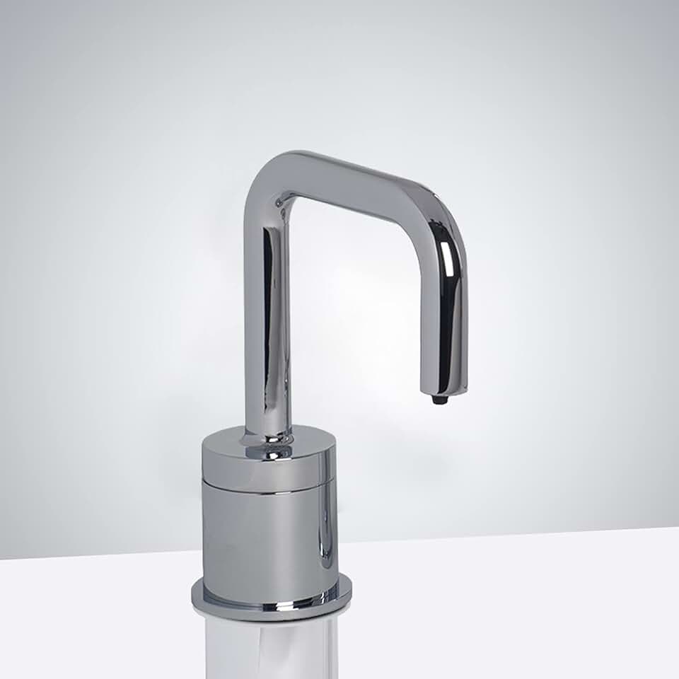 Trio Commercial 8 Inch Automatic Touch-Free Soap Dispenser - FS10088 Contemporary Style Deck Mount Solid Brass Soap Dispenser - Polished Chrome Finish