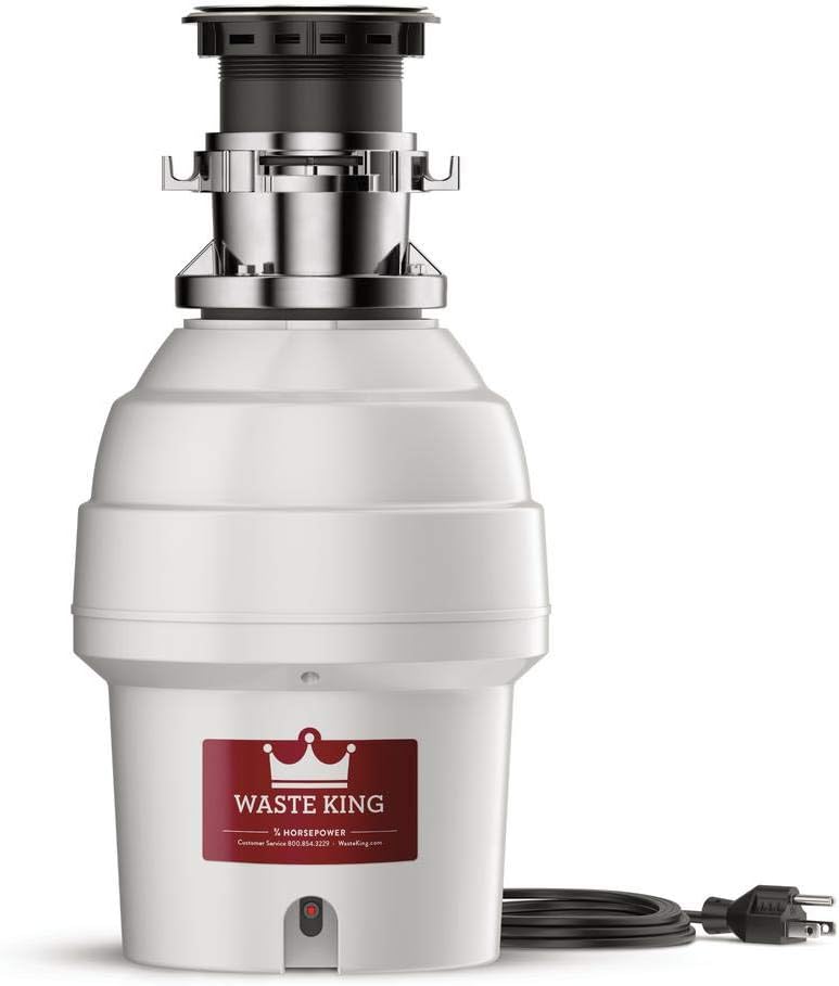 Waste King L-5000TC Batch Feed Garbage Disposal with Power Cord, 3/4 HP