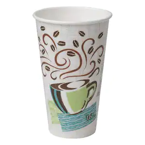 DIXIE PerfecTouch 16 oz. Disposable Paper Cups, Hot Drinks, Coffee Haze Design, 25 Sleeve, 20 Sleeves / Carton