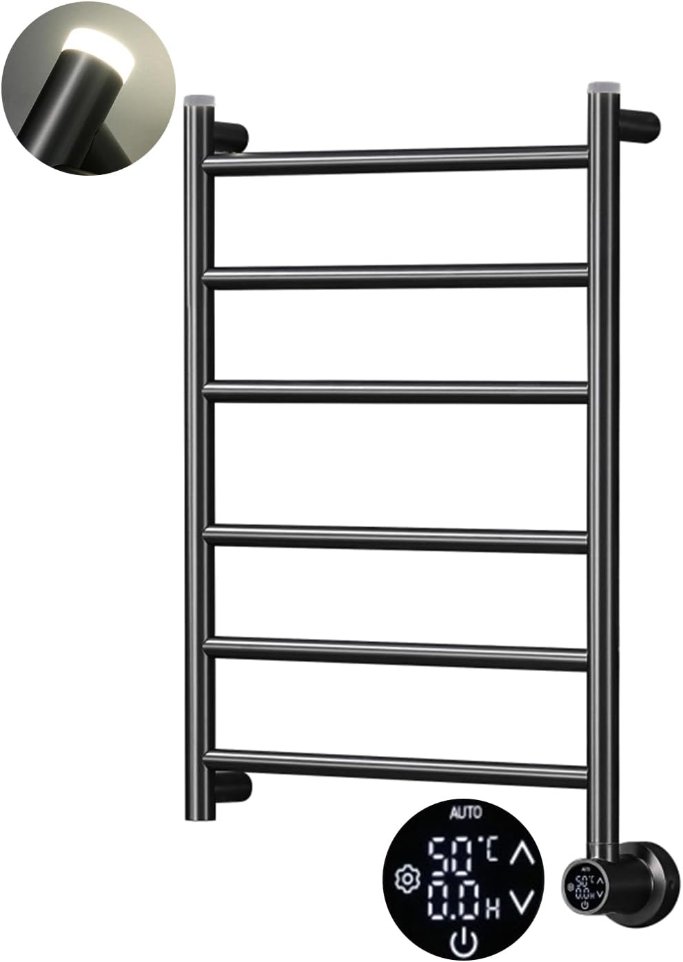 Towel Warmer with Timer, 36W Heated Towel Rack 50℃ Constant Temperature Heated Towel Warmer Wall Mounted Grey Electric Heated Towel Rack with Night Light, 31x19 in