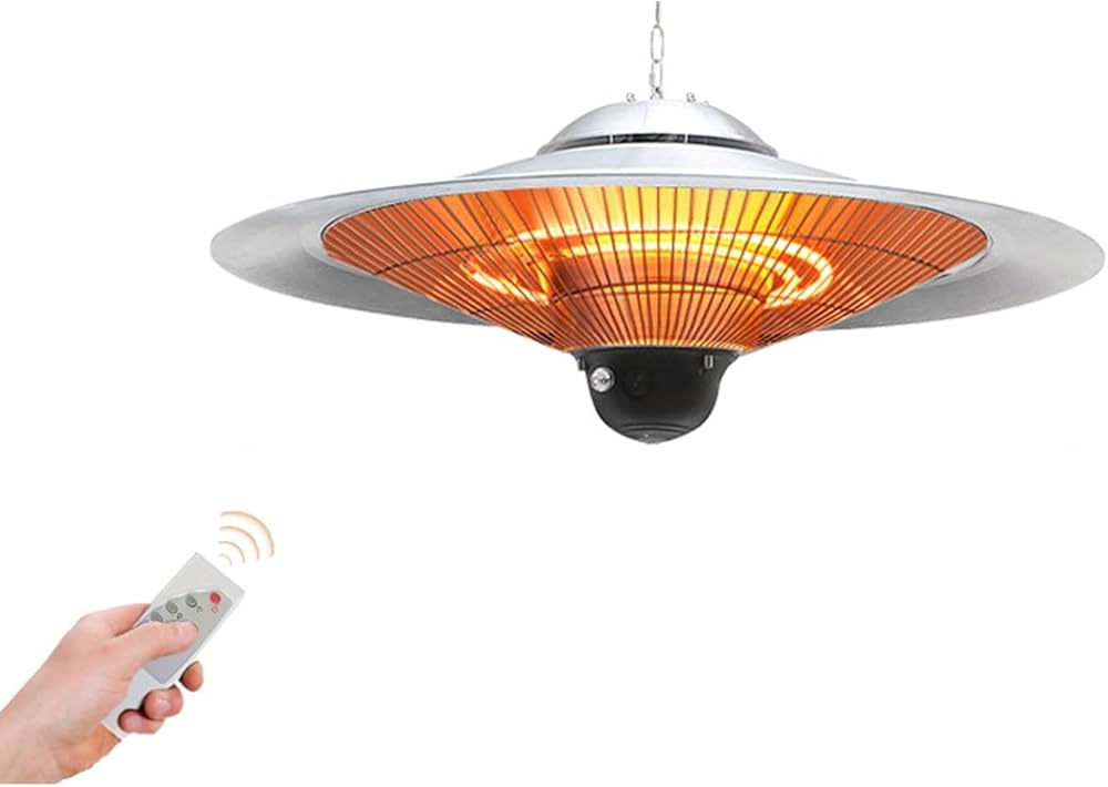 2500W Electric Hanging Patio Heater, Portable Heater for Outdoor Use, Electric Umbrella Heater, Overheat & Tip-Over Protection, Outdoor Heater, for Restaurant, Patio, Backyard, Garage (Color : Milk w