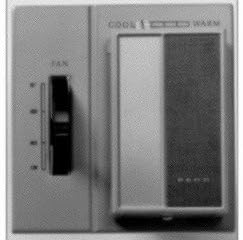 Penn Series T28 Fan Coil Separate Valve Heating-Cooling Thermostat with Off-Hi-Med-Lo Fan Selector Switch, Sequenced, Switch Interlocks to Turn Off Cooling