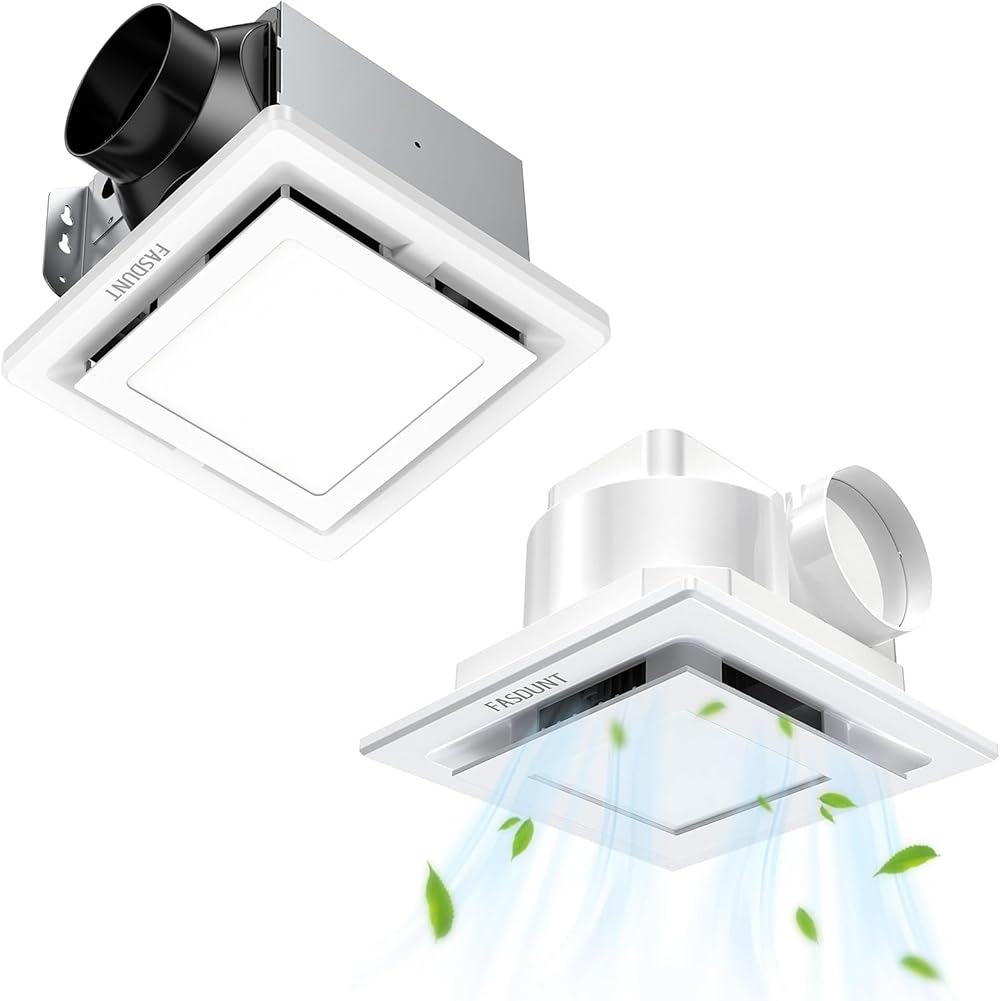 Bathroom Exhaust Fan with Light White 5000K 12W ABS Plastic + Metal