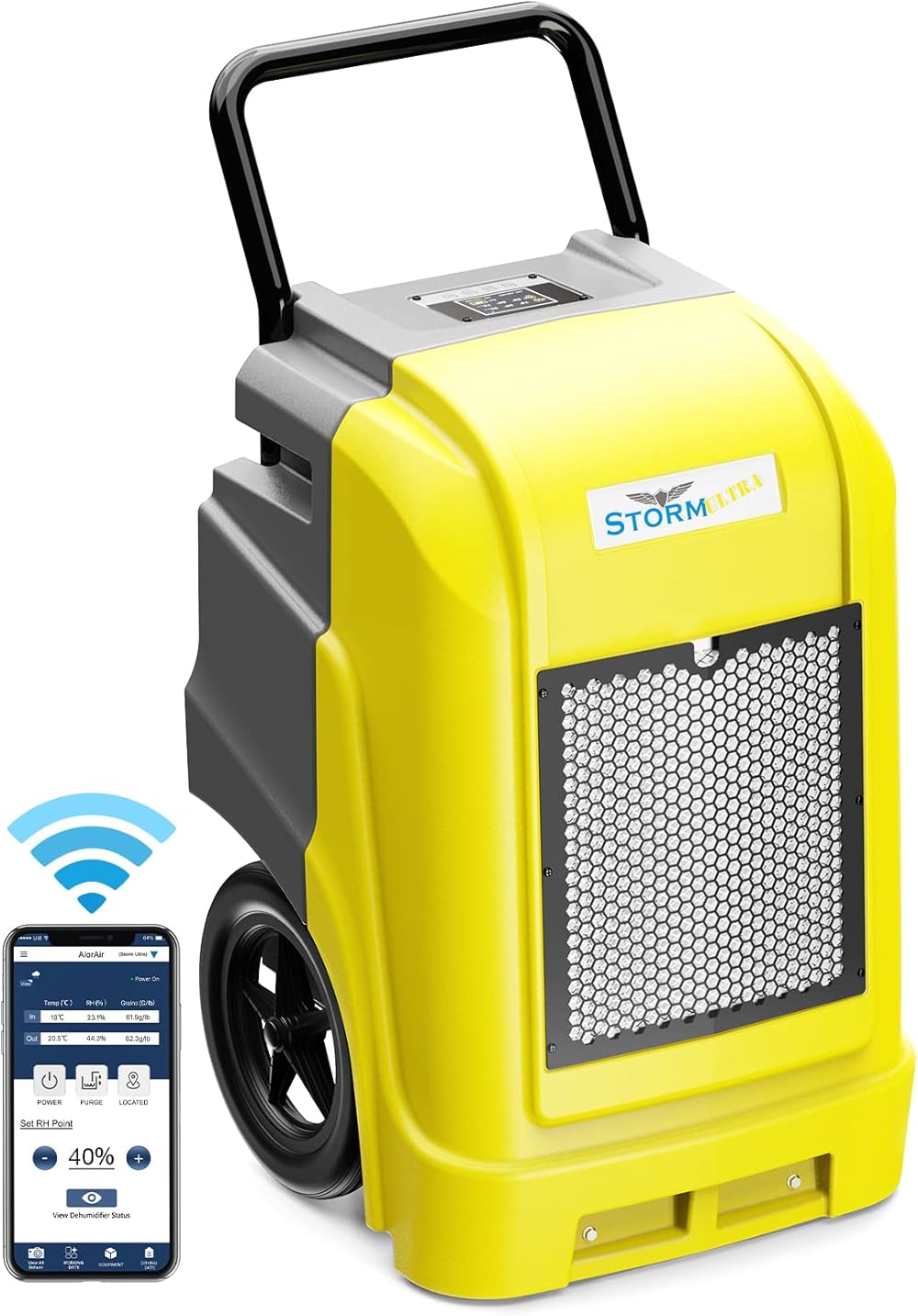 AlorAir Commercial Dehumidifier with Pump Drain Hose, 190 Pints Smart WiFi Industrial Dehumidifiers Large Capacity for Basements, Garages, Mall & Job Sites, 5 Years Warranty, Yellow