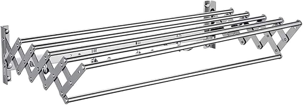 SN Wall Mounted Folding Drying Rack Space-Saving Towel Rack Laundry Dryer Hanger with Hooks Easy Storage (Size : 70cm/27.6in)