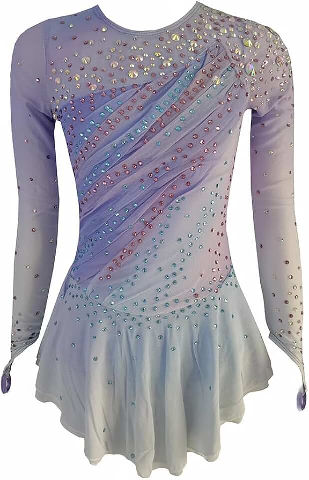 LIUHUO Figure Skating Dress Lavender Colored Diamond Girl Competition Performance
