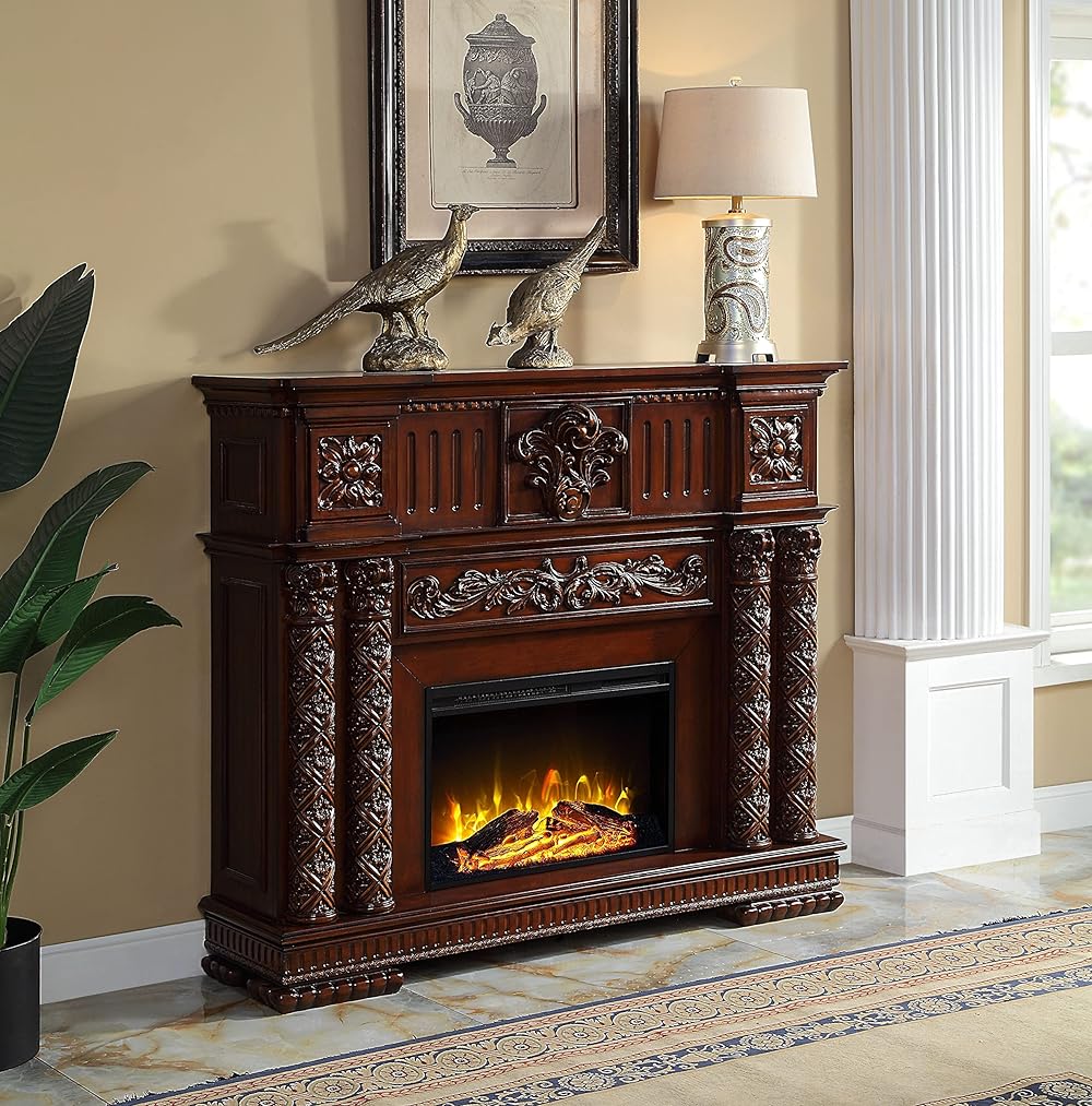 ACME Vendome Free-Standing Rectangular Wooden Fireplace in Cherry