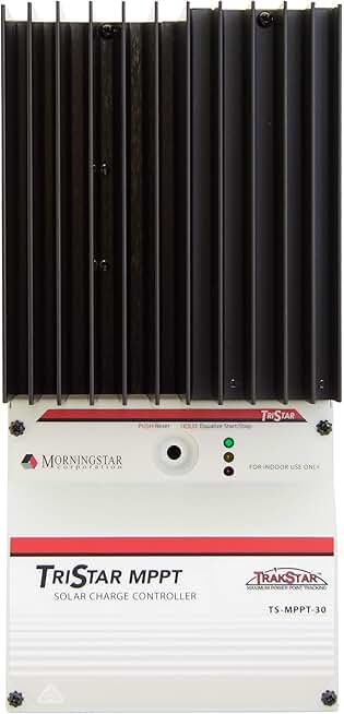 Morningstar TriStar 30A MPPT Solar Charge Controller (TS-MPPT-30) - Intelligent Solar Panel Regulator for 12/24/36/48V LA/Li Batteries, 99% Efficiency, FCC Compliant, Enables Data/Comms 5 Yr. Warranty