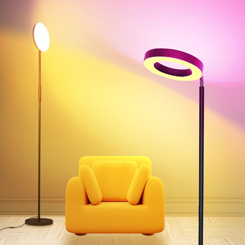 36W Dimmable Bright Warm to Cool White Floor Lamp + 42W RGBCW Smart Floor Lamp