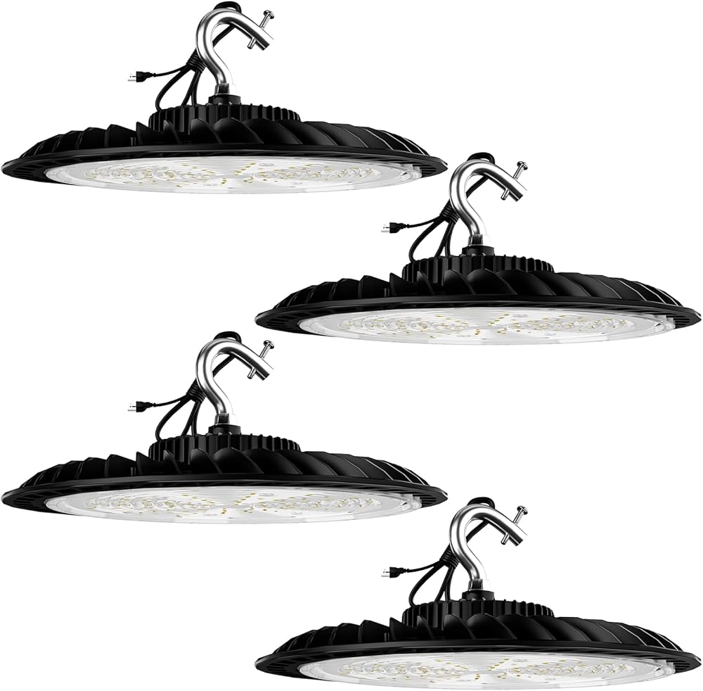 250W LED High Bay Light 37500lm (Eqv.1000W MH/HPS) Commercial Bay Lighting, AC100-277V LED UFO High Bay -4Pack 5Yrs Warranty (Coverage 66~88FT at Height: 30~40FT)