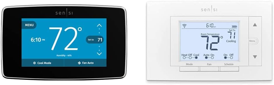 Sensi Touch Smart Thermostat by Emerson with Touchscreen Color Display, Programmable, Wi-Fi, Mobile App, Easy DIY, Data Privacy, Works Alexa, Energy Star Certified, ST75 (Black) + ST55