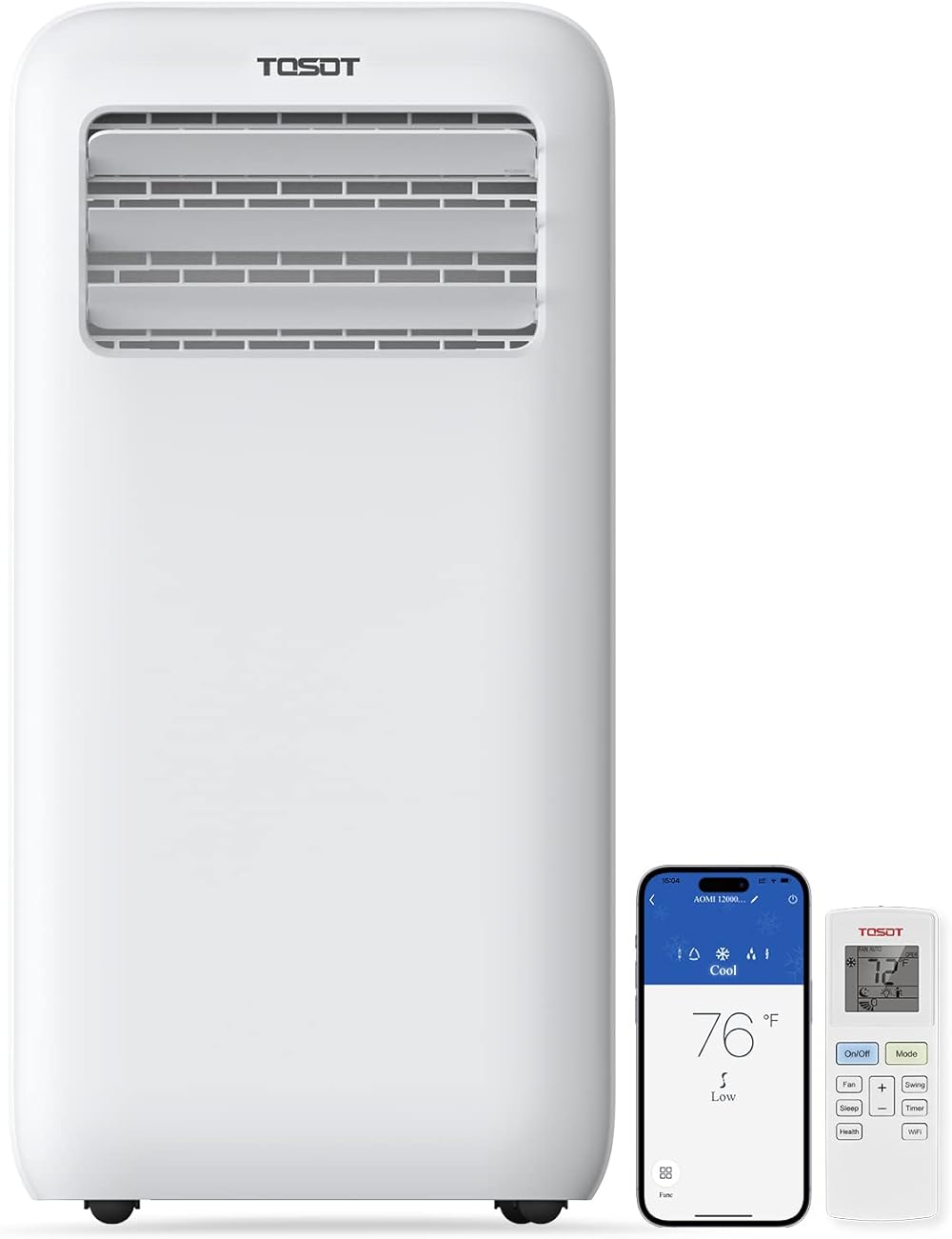 TOSOT 12,000BTU (8,000 BTU SACC) Portable Air Conditioner WiFi Control, 3-in-1 Portable AC, Dehumidifier, Fan for Large Rooms Up to 400 sq ft, Compact Design and Easy Installation, AOMI Series