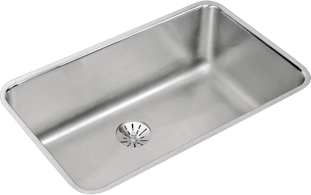 Elkay ELUH281610PD Lustertone Classic Single Bowl Undermount Stainless Steel Sink with Perfect Drain