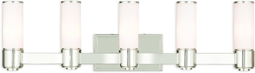 Livex Lighting 52125-35 Contemporary Modern Five Wall Sconce/Bath Light from Weston Collection in Polished Nickel Finish